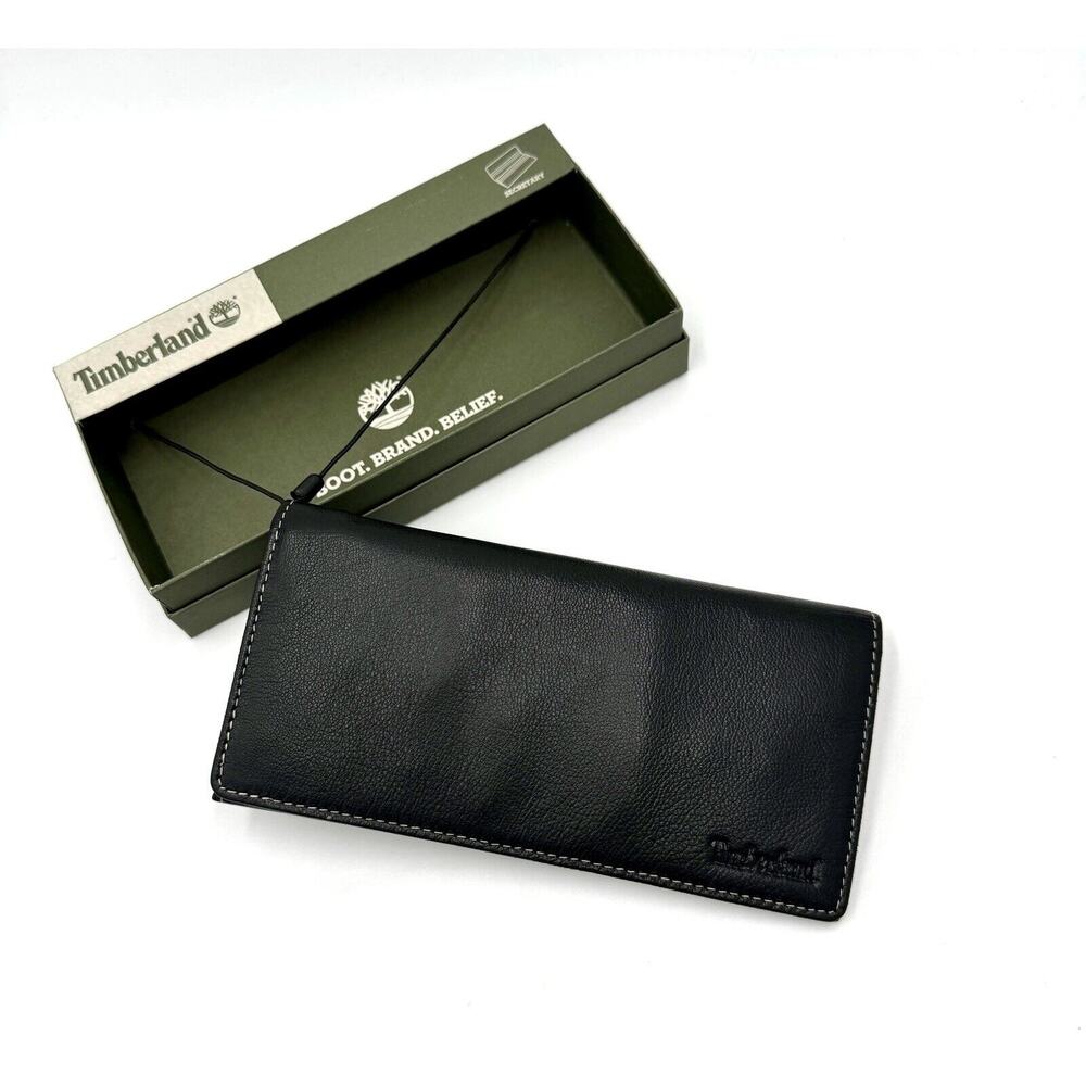 Timberland Leather Long Bifold Wallet In Black